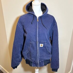 Carhartt Indigo Hooded Zip Front Work Jacket